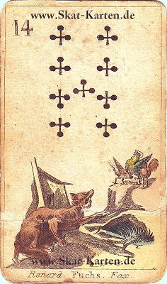 Kreuz neun Tageskarte antike Skatkarten bermorgen