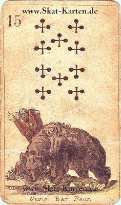 Kreuz zehn Tageskarte antike Skatkarten heute
