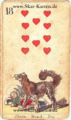 Herz zehn Tageskarte antike Skatkarten heute