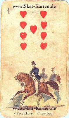 Herz neun Tageskarte antike Skatkarten heute