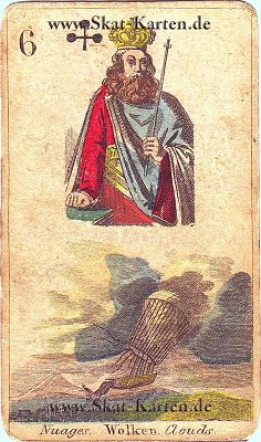 Kreuz König Tageskarte antike Skatkarten heute