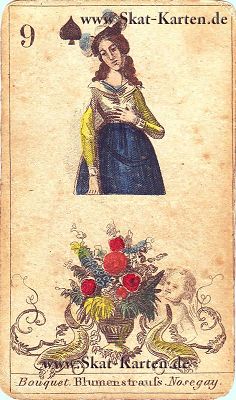 Pik Dame Tageskarte antike Skatkarten übermorgen