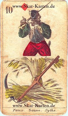 Karo Bube Tageskarte antike Skatkarten heute