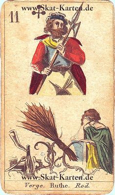 Kreuz Bube Tageskarte antike Skatkarten übermorgen