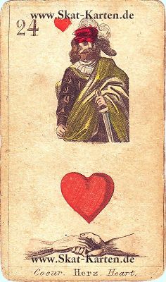 Herz Bube Tageskarte antike Skatkarten heute