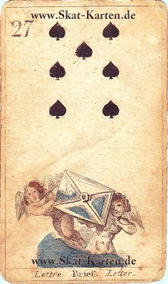 Pik sieben Tageskarte antike Skatkarten heute