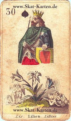 Pik König Tageskarte antike Skatkarten heute