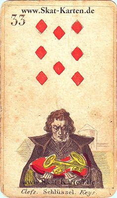 Karo acht Tageskarte antike Skatkarten heute