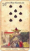 Pik acht antike Skatkarten Bedeutung