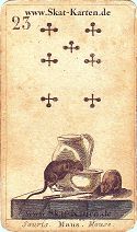Kreuz sieben antike Skatkarten Bedeutung